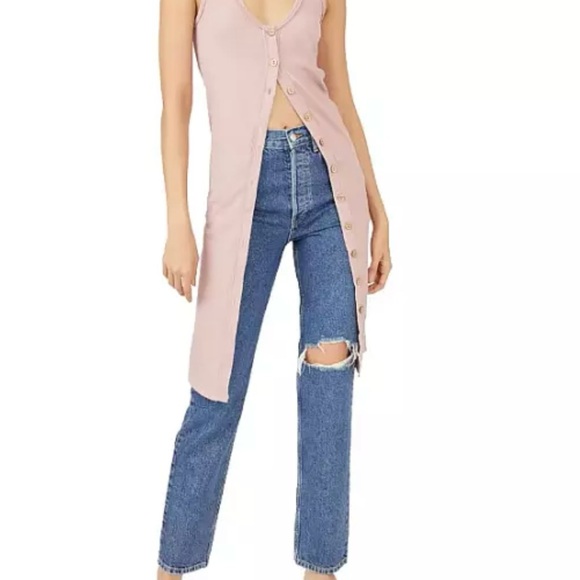 NWT Free People Size XS Gia Long Vest Lilac Wine Mauve Ribbed Sleeveless Boho - Picture 11 of 11